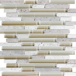 Creme Brulee Bliss Glass & Stone Linear Mosaic