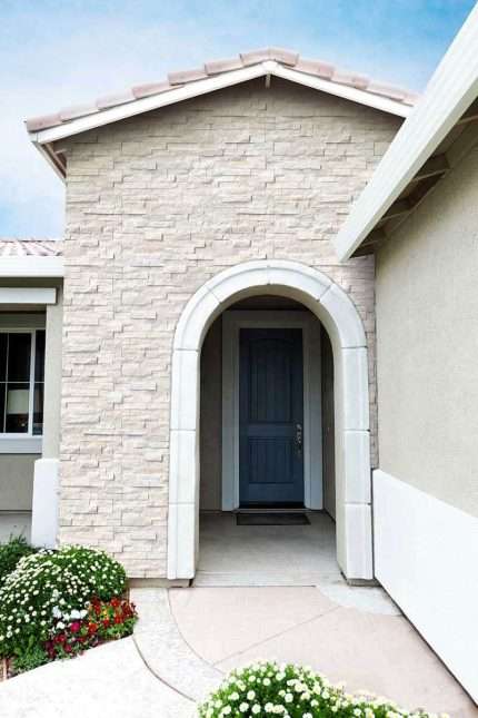 Arctic White Split Face Ledger Panel – MSI natural stone installation 1